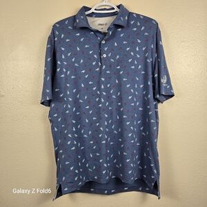 Johnnie‑O Top Shelf Performance‎ Polo – Size M – Iconic Surfboard Print